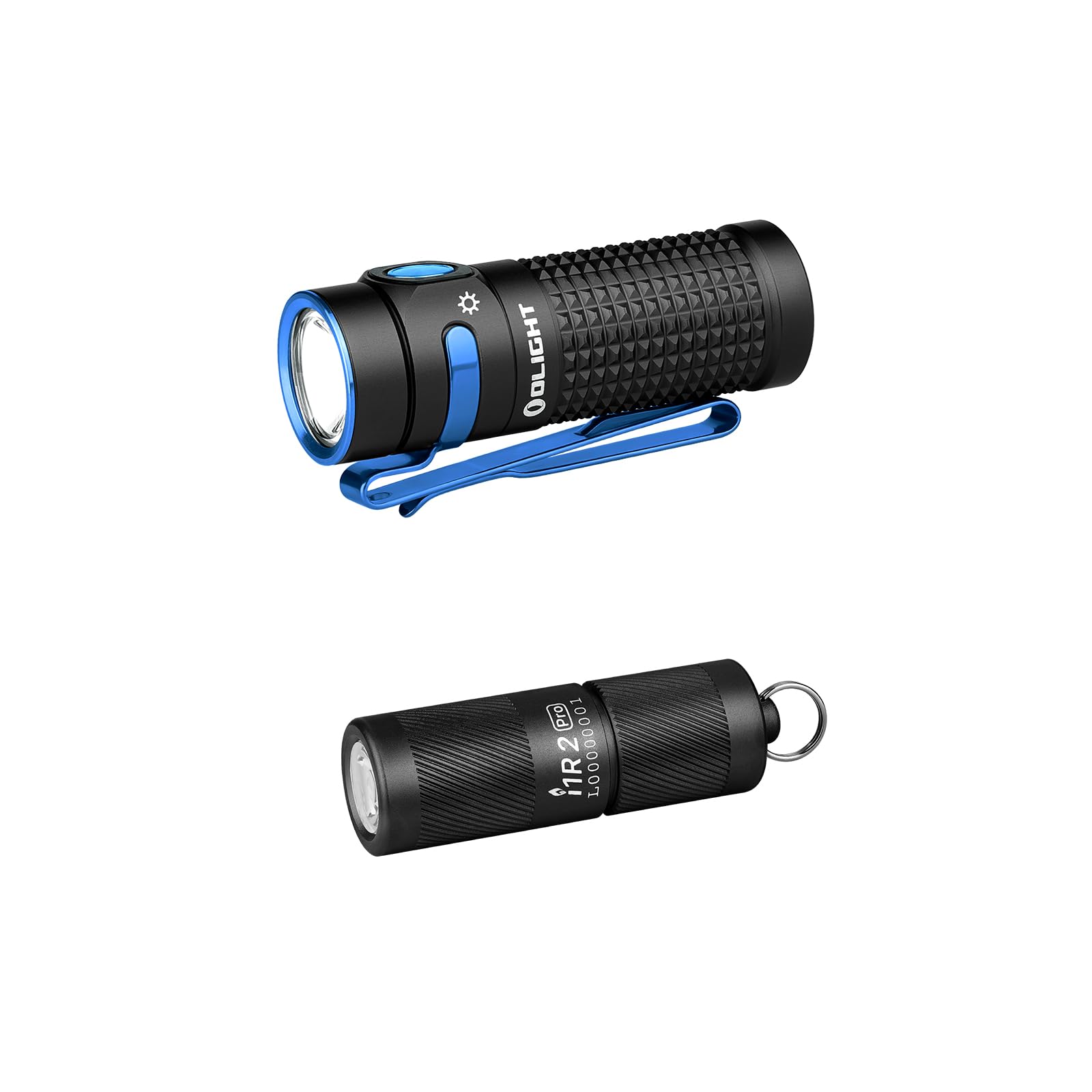 OLIGHTBaton 4 Rechargeable EDC Flashlight, 1300 Lumens Bundle with I1R 2 Pro EOS 180 LMS Keychain Light