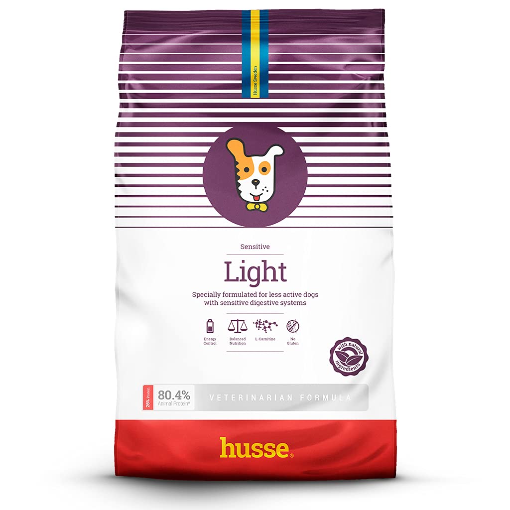 Husse Sensitive Light Dry Dog Food, Chicken Based Recipe, Nutrient-Rich and Natural Ingredients, Gluten-Free, Low-Carb, for Healthy Digestion,12.5kg