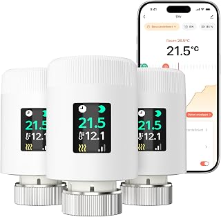 WLAN Heizkörperthermostat TRV901W – Smart Heizungsthermostat mit App & Alexa, Thermostat Heizung ohne Gateway, kompatibel mit Google Home, 3 Stück