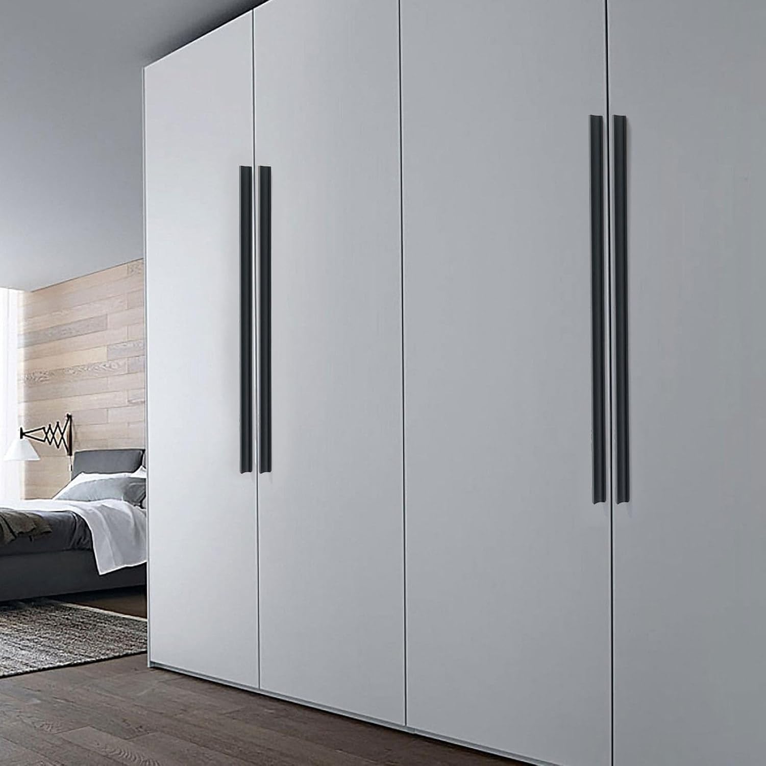 Griffstücke Küchenschrank Griff Küchenmöbel Metall Schwarz Bügelgriff mit 32mm Lochabstand 2er Set, Matte Black, Hole Centers：768mm/30.2in