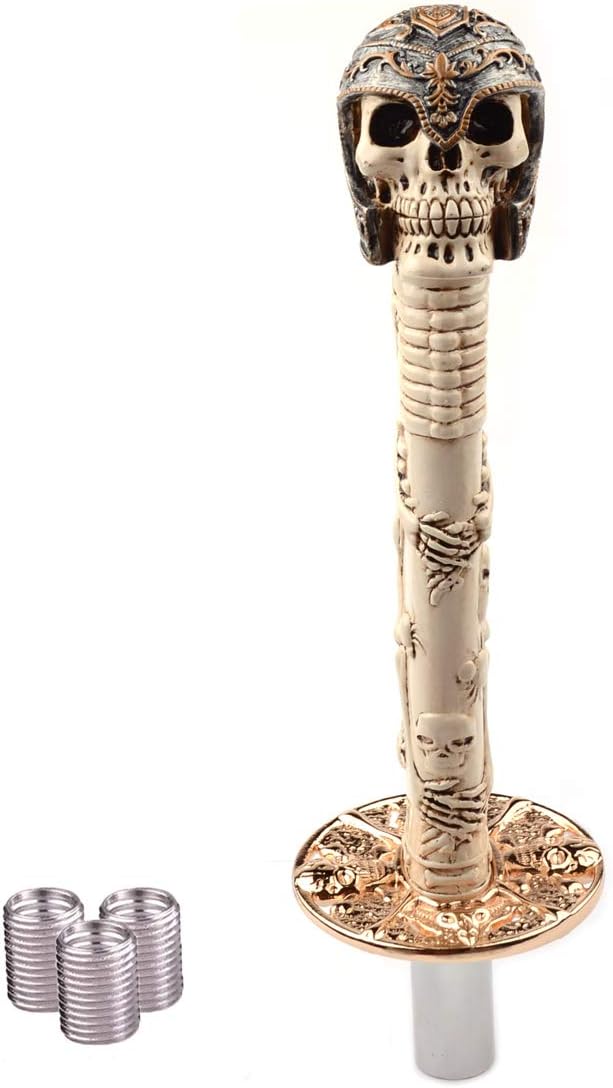 AZQKJ Skull Shaped Metal Weighted Shift Shifter Knob with 14mm Hole Fit for Most Manual and Automatic Cars Without Lock Button