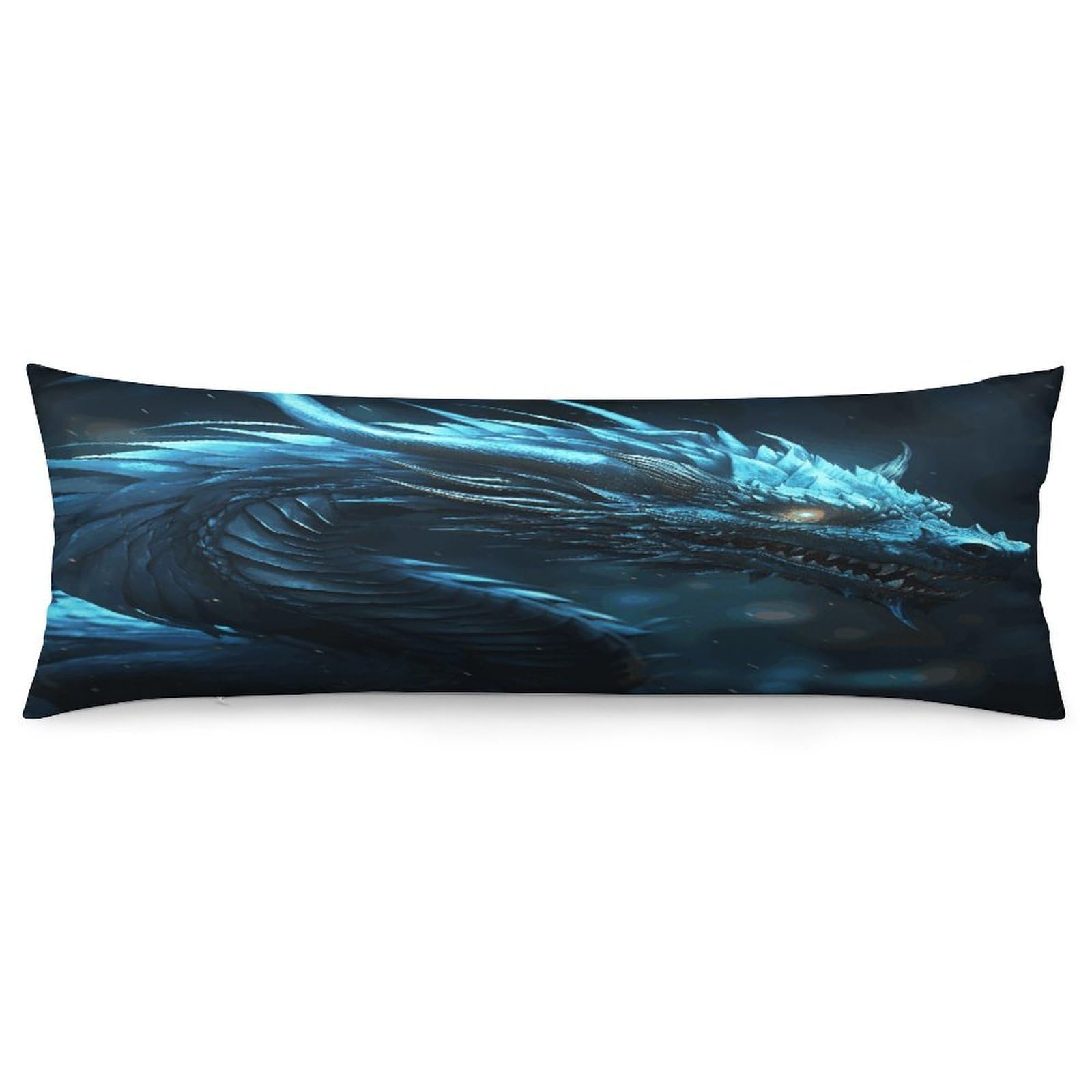 Cyan Dragon Body Pillow Cover Luxury Long Body Pillow Pillowcase with Hidden Zipper Breathable Soft Cozy Pillow Case Wrinkle Fade Resistant Pillowcase 20''×54''