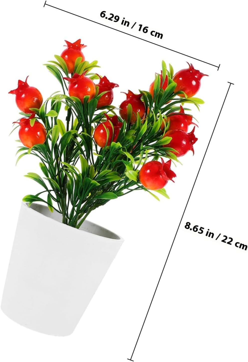 FUOYLOO Artificial Pomegranate Branches Faux Potted Fruit Bonsai Simulation Greenery Desk Decor for Home Office Wedding Photography Prop