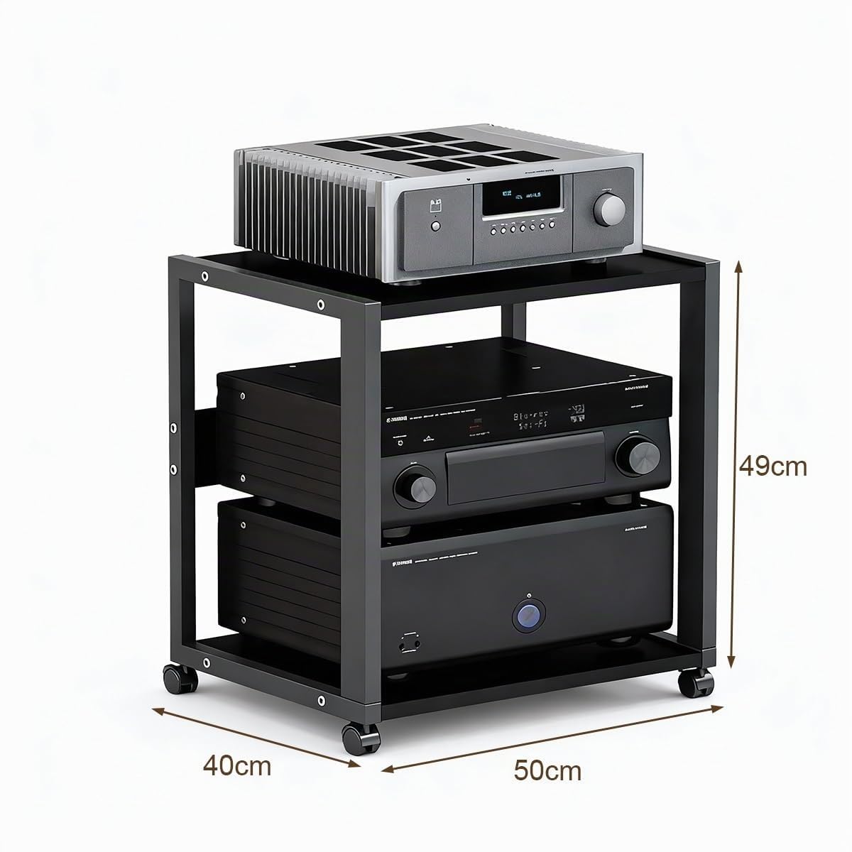 Mobile Stereo Hi Fi Rack Audio con ruote, Audio AV Tower Media Stand 2/3 livelli, supporto per amplificatore CD console(2-layer)