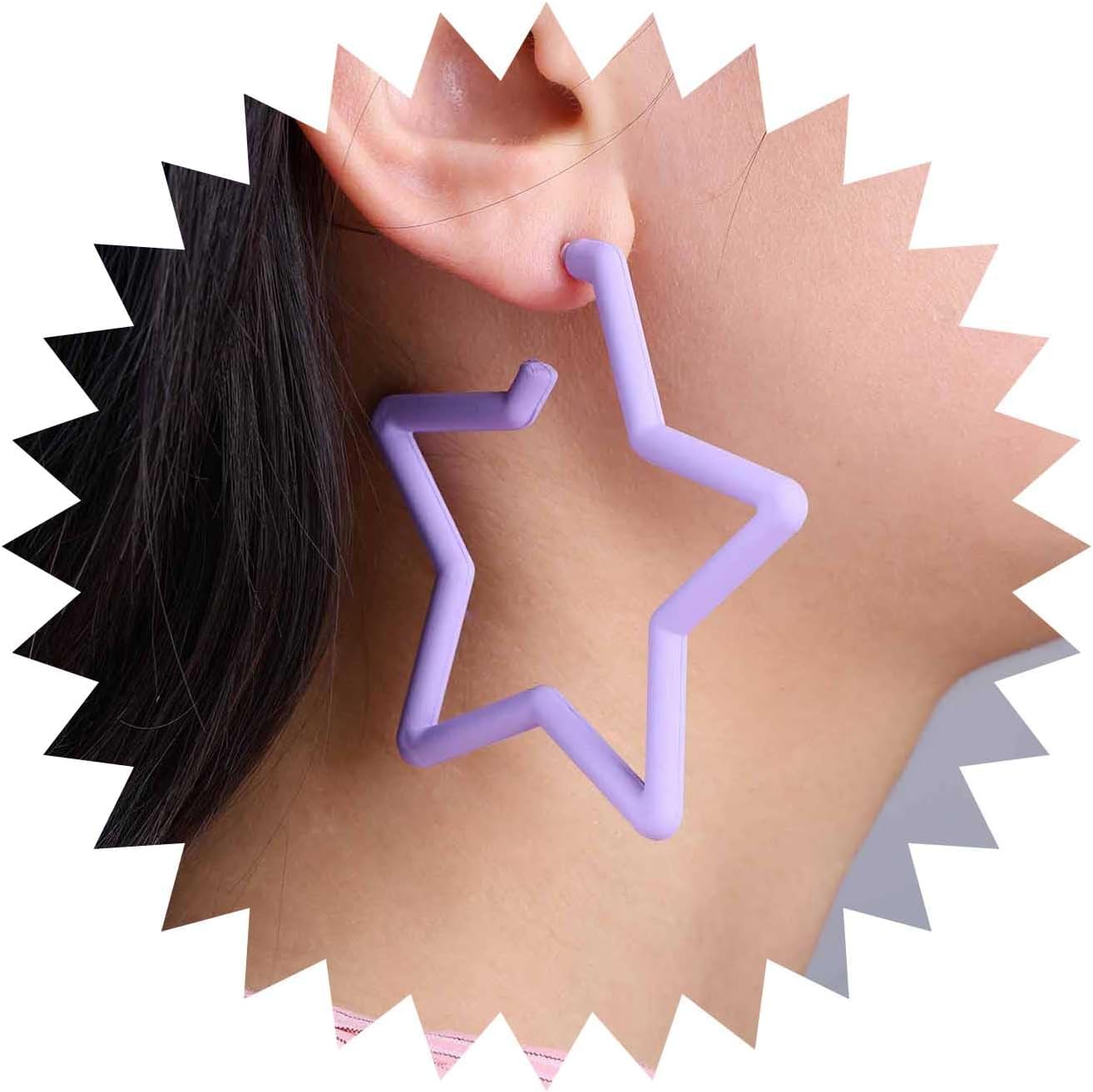 Vintage Pink Star Dangle Earrings Large Star Drop Earrings Hollow Star Earrings Luck Star Stud Earrings Candy Color Star Earrings Jewelry for Women