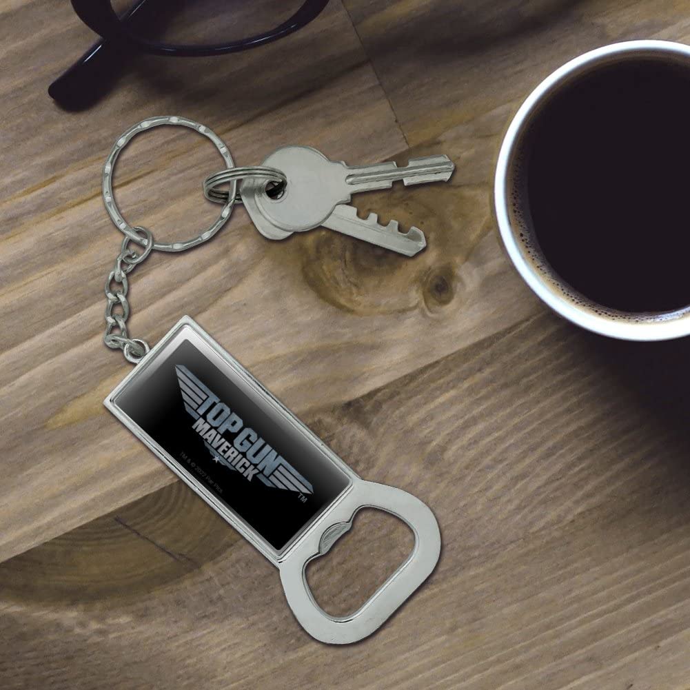 Amazon.com: Top Gun: Maverick Logo Keychain Rectangle Chrome