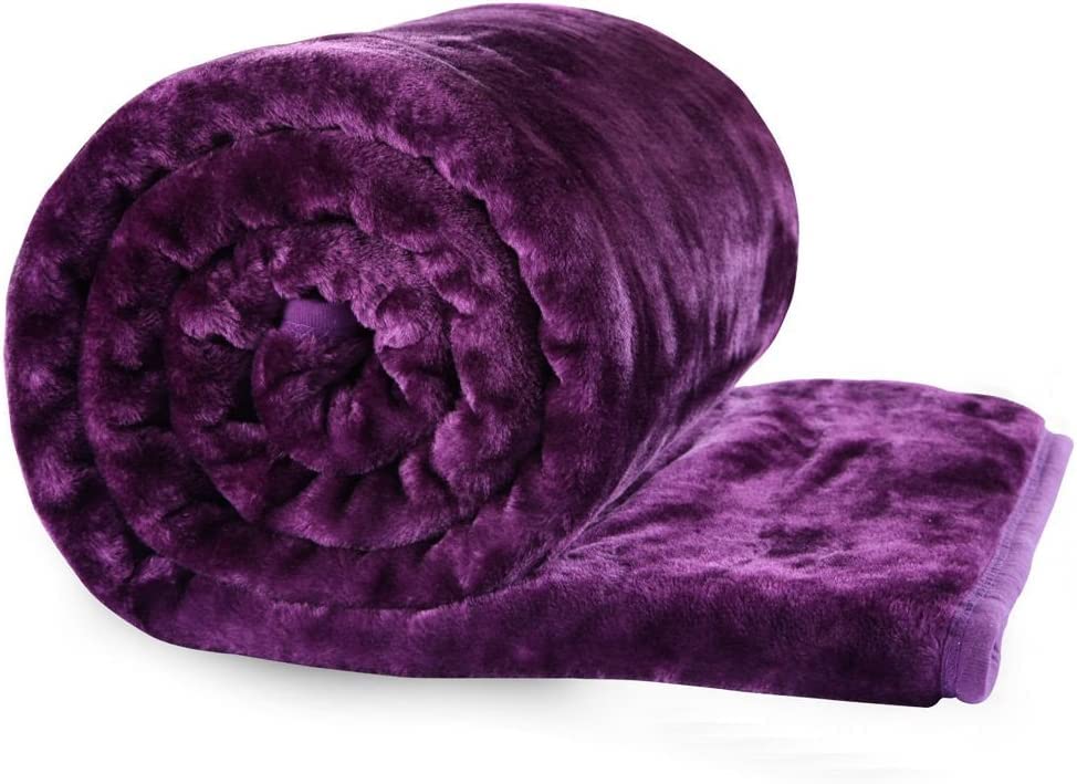 Luxury Super Soft Faux Fur Mink Throw Warm Fleece Sofa Bed Blanket Single Double King (Purple, Double 150 x 200cm)