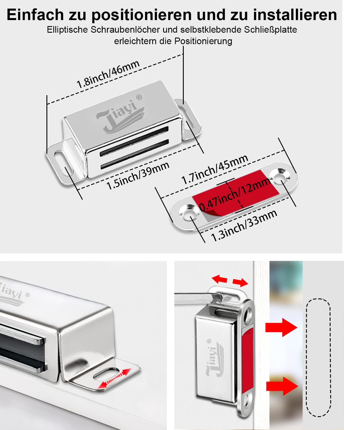 Calamite Per Porte E Ante Jiayi - 4 Pezzi, Adesive, Forza 8kg, Acciaio Inox, Per Mobili E Cassetti - Foto 2