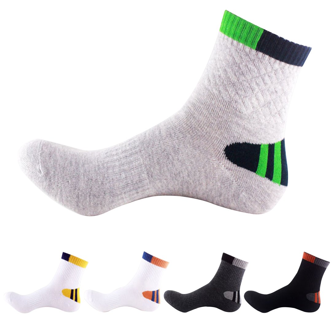 LJ SportMen Ankle Pressure Sports Socks Thick Outdoor Socks ï¼ˆ5 Pair Packï¼‰ (Multicolour 6506)