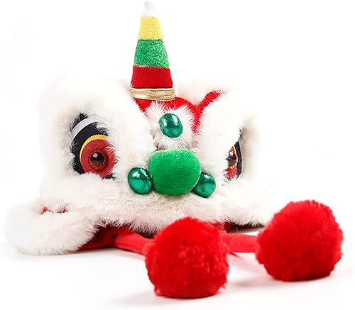 Miniatura 5 de Sombrero para perro, sombrero de león para mascotas de celebración de estilo chino, lindo sombrero de baile de león para perro ajustable para Año