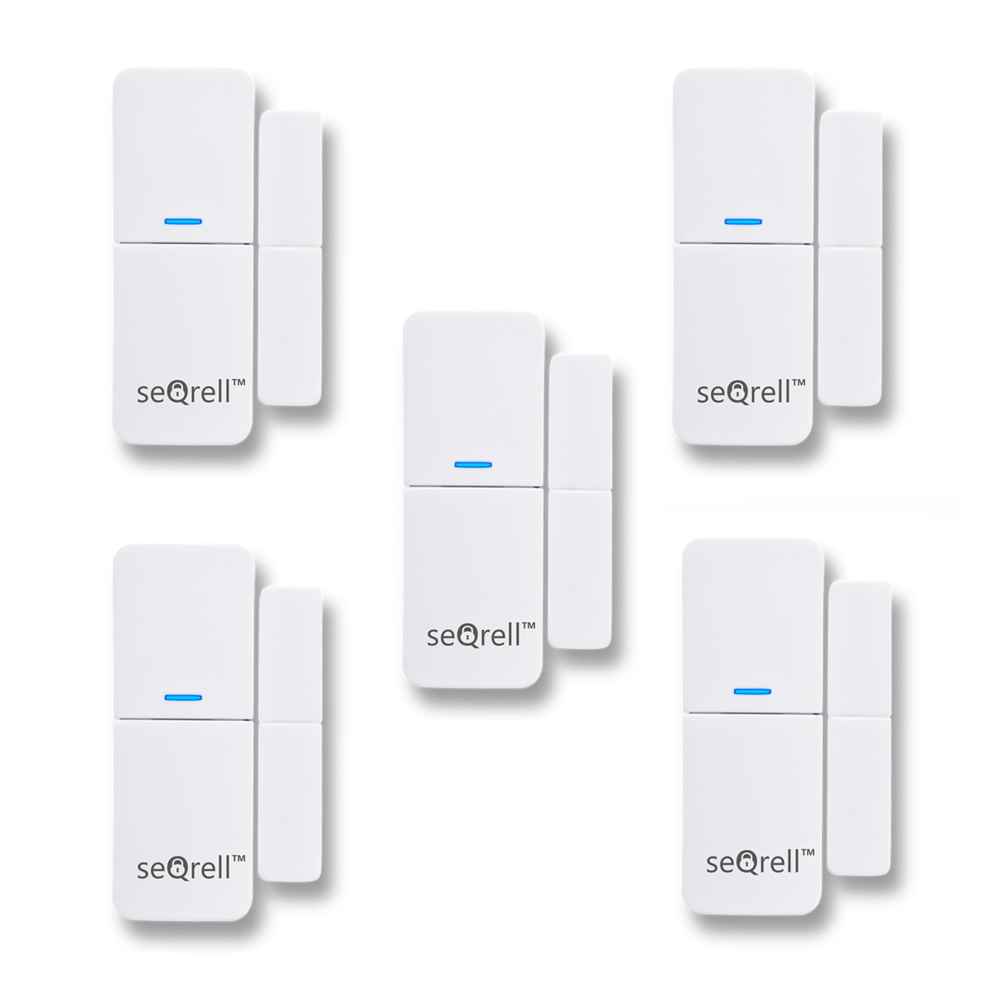 Set di 5 sensori di sicurezza domestica per porte e finestre, bianchi, per allarme domestico wireless seQrell, SQCS02R23-5