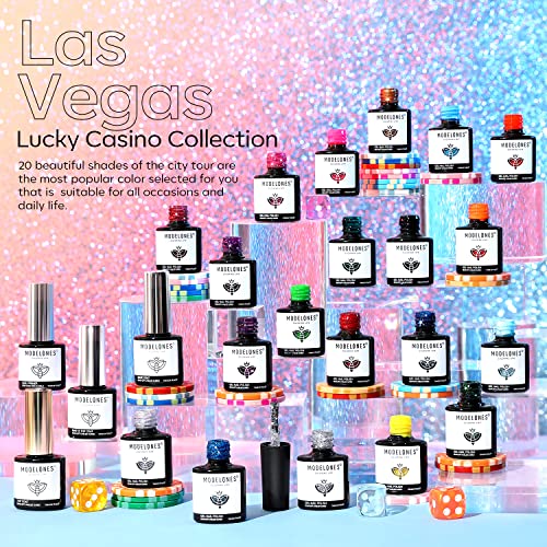Image of modelones 50 ML Nail Polish Remover for Press On Nails Base Top Coat with 6 Colors Gel Nail Polish Set