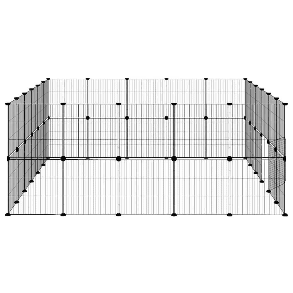 Jaula para mascotas de 44 piezas, de acero con recubrimiento en polvo, 35 x 35 cm, con puerta, color negro, plegable y resistente a la intemperie para roedores, conejos, cobayas, animales