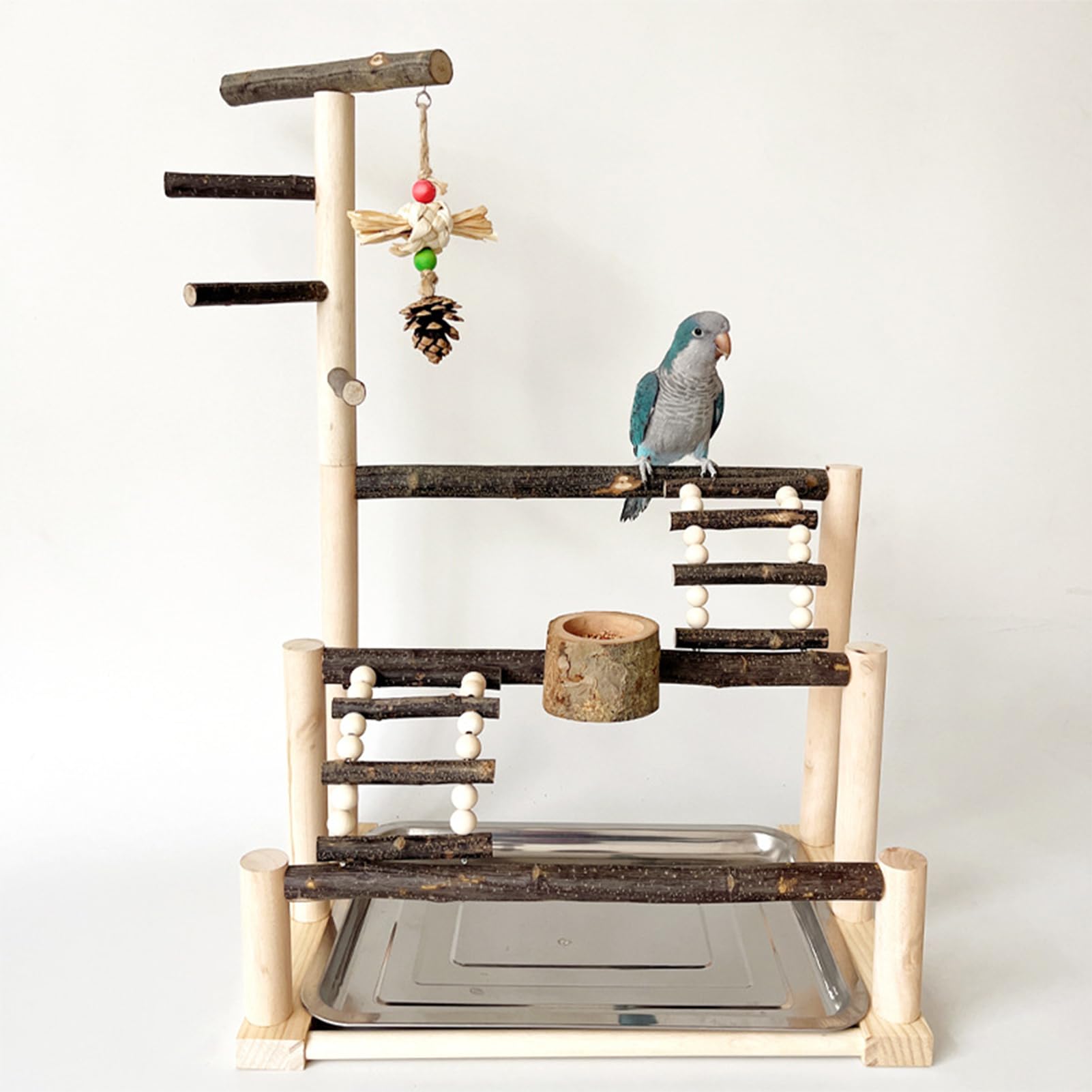 Bird Stands für Parrots, Interaktives Spielstudio, Parakeet Perch | Playground, Wooden Multi-Level Activity Center, Käfig Entertainment Tool, perfekt für Parakeets, Zuhause, Training, Playtime,