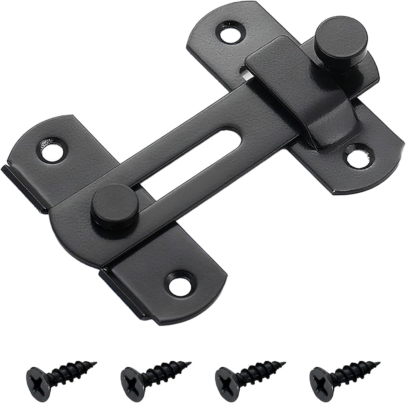 Stainless Steel Thicker Gate Lock, Black Door Latch Small Gate Bolt Sliding Door Lock, for Internal Doors & Wooden Gates, Sliding Door Locks with 4 Screws