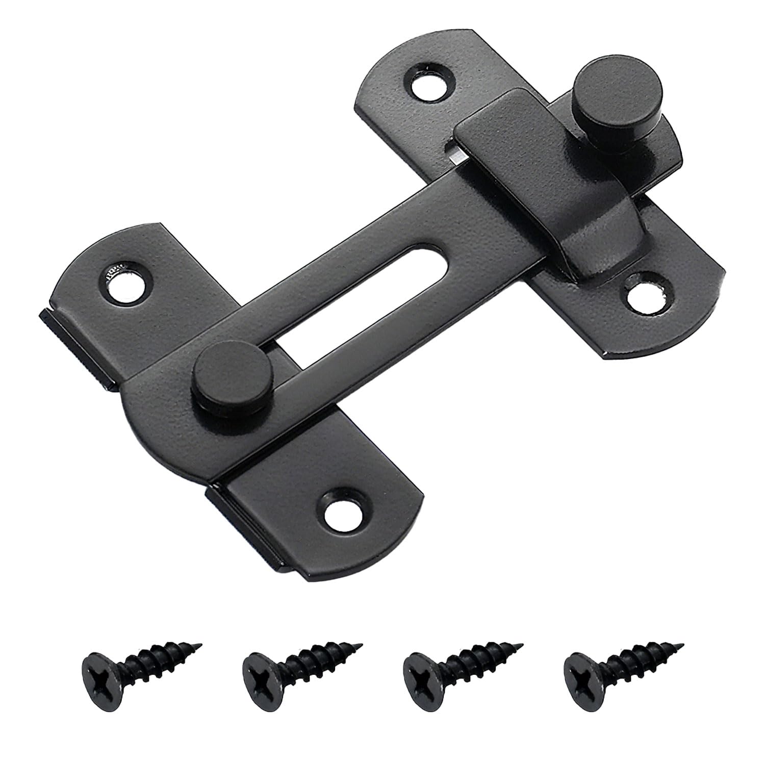 Stainless Steel Thicker Gate Lock, Black Door Latch Small Gate Bolt Sliding Door Lock, for Internal Doors & Wooden Gates, Sliding Door Locks with 4 Screws