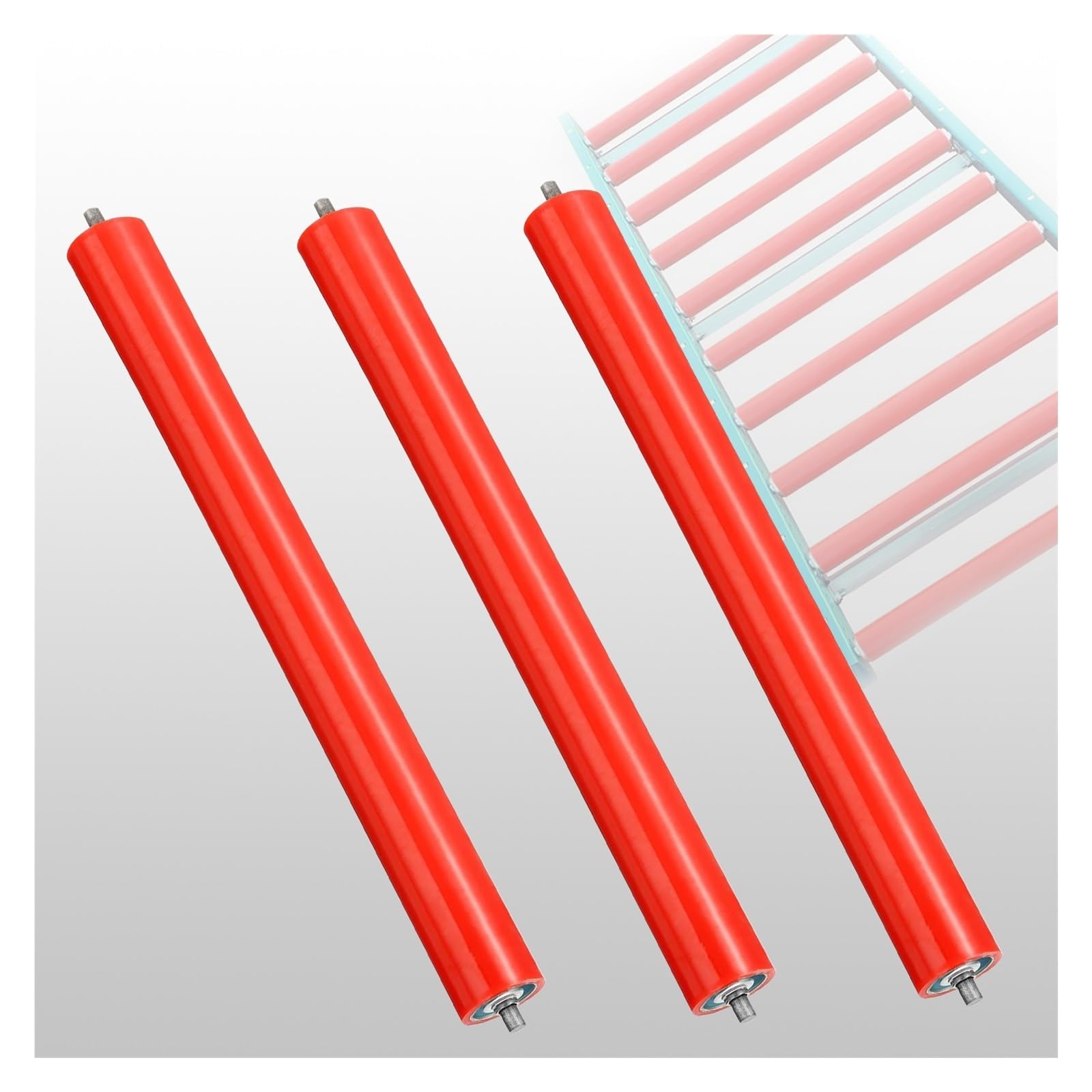 Set di rulli trasportatori in uretano, 3-70 mm, 60 mm, 50 mm, 35 mm di diametro, parti di ricambio in acciaio inox con estremità zincate per un funzionamento regolare e una durata