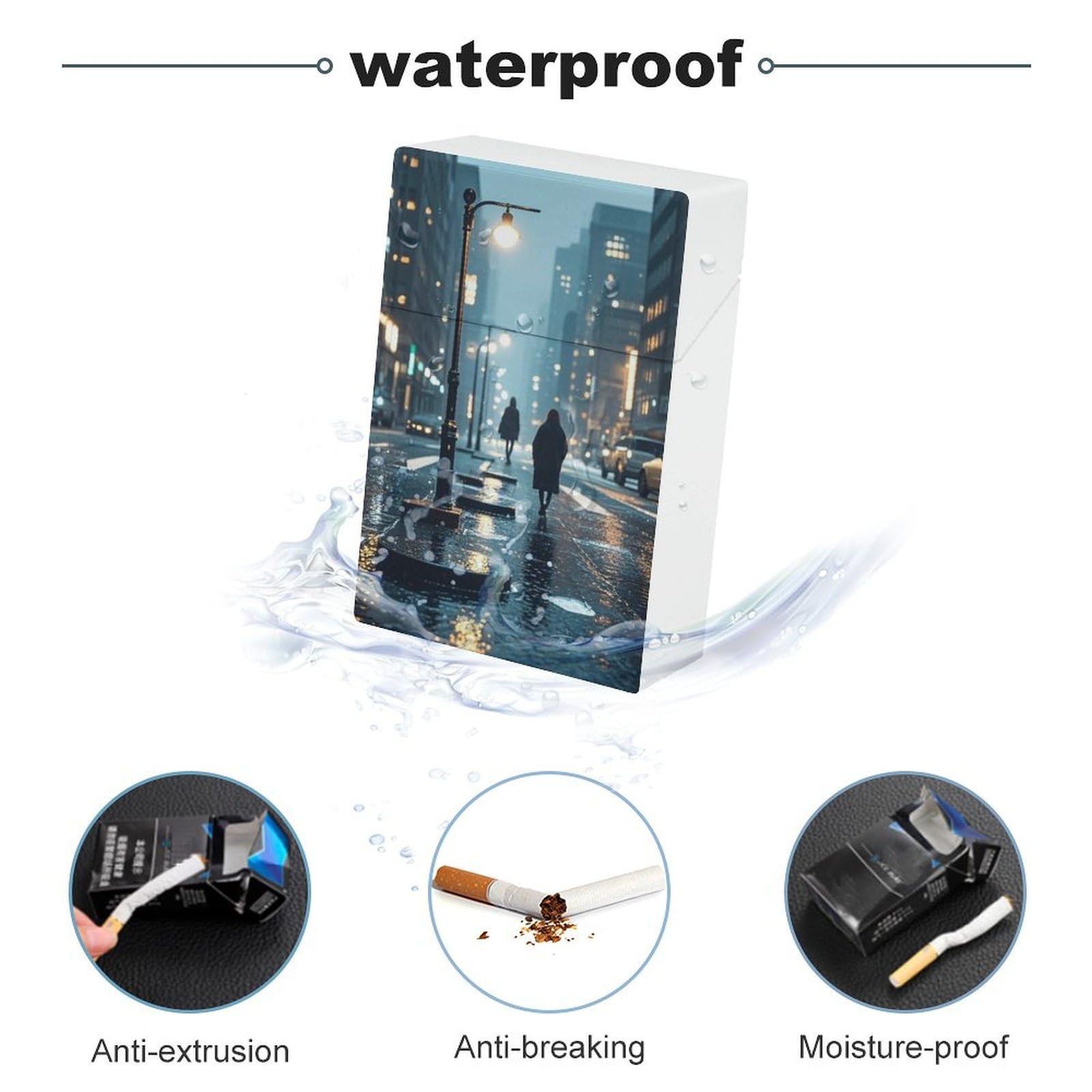 Amazon.com: City Rainy Night Cigarette Case Premium Waterproof Cigarette Box  Hard Cigar Protective Cover Box Portable Cigarette Holder Compact and  Lightweight Design for Travel Outdoor : Health & Household