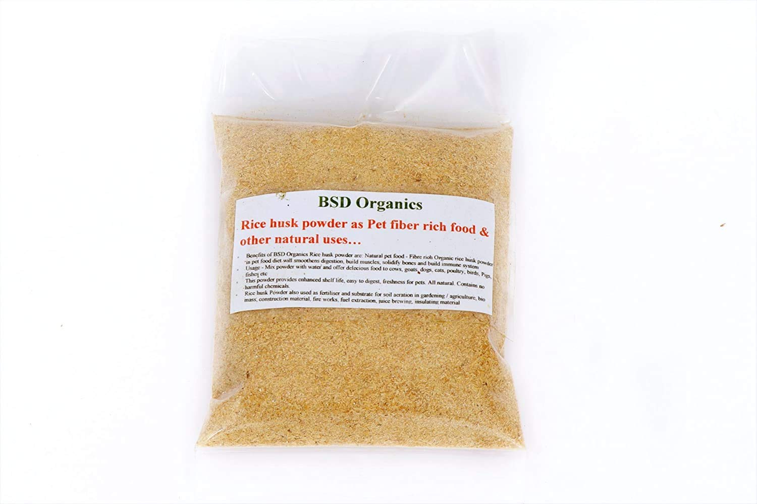 BSD Organics Rice husk powder as Pet fiber rich food & other natural uses - 200 Gram / 7 ounce