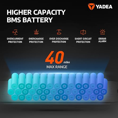 Miniatura 4 de YADEA Scooter eléctrico KS5 Pro para adultos velocidades máximas de 218 MPH 372 millas de largo alcance 3 modos ajustables doble absorción de