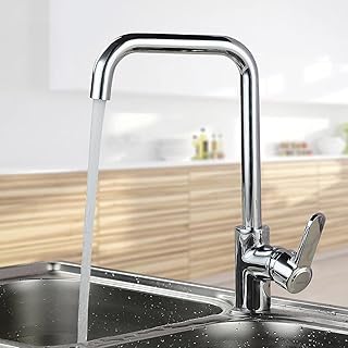 Dolinvo Rubinetto da Lavandino Cucina Universale 304 Acciaio Inossidabile Finitura Cromata Lucida Girevole a 360°Aeratore Rimovibile Miscelatore Lavello Cucina Argento Moderno Acqua Fredda e Calda
