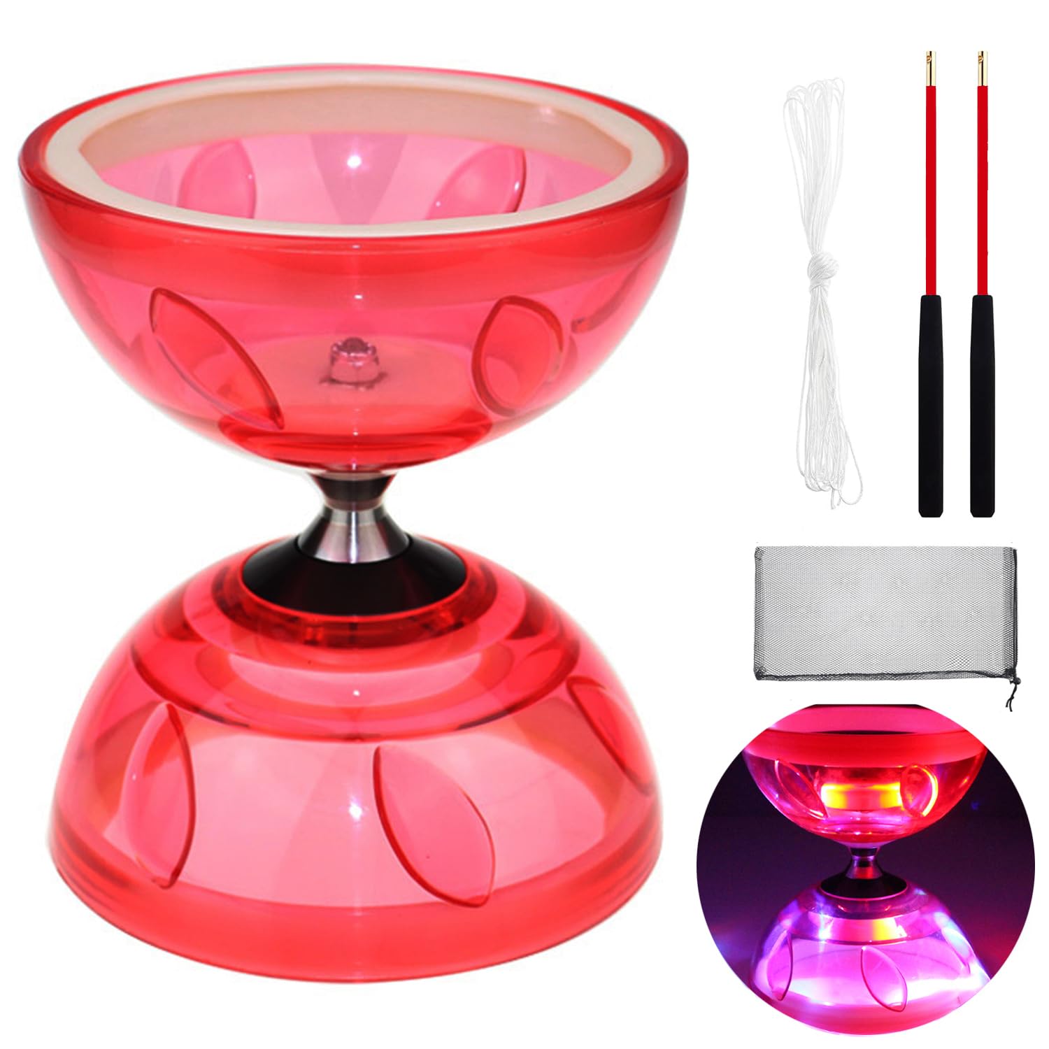 Mini Diabolo Chinese Yoyo Set - Triple Bearing Diabolo Juggling Toy with Diablo Sticks, S…