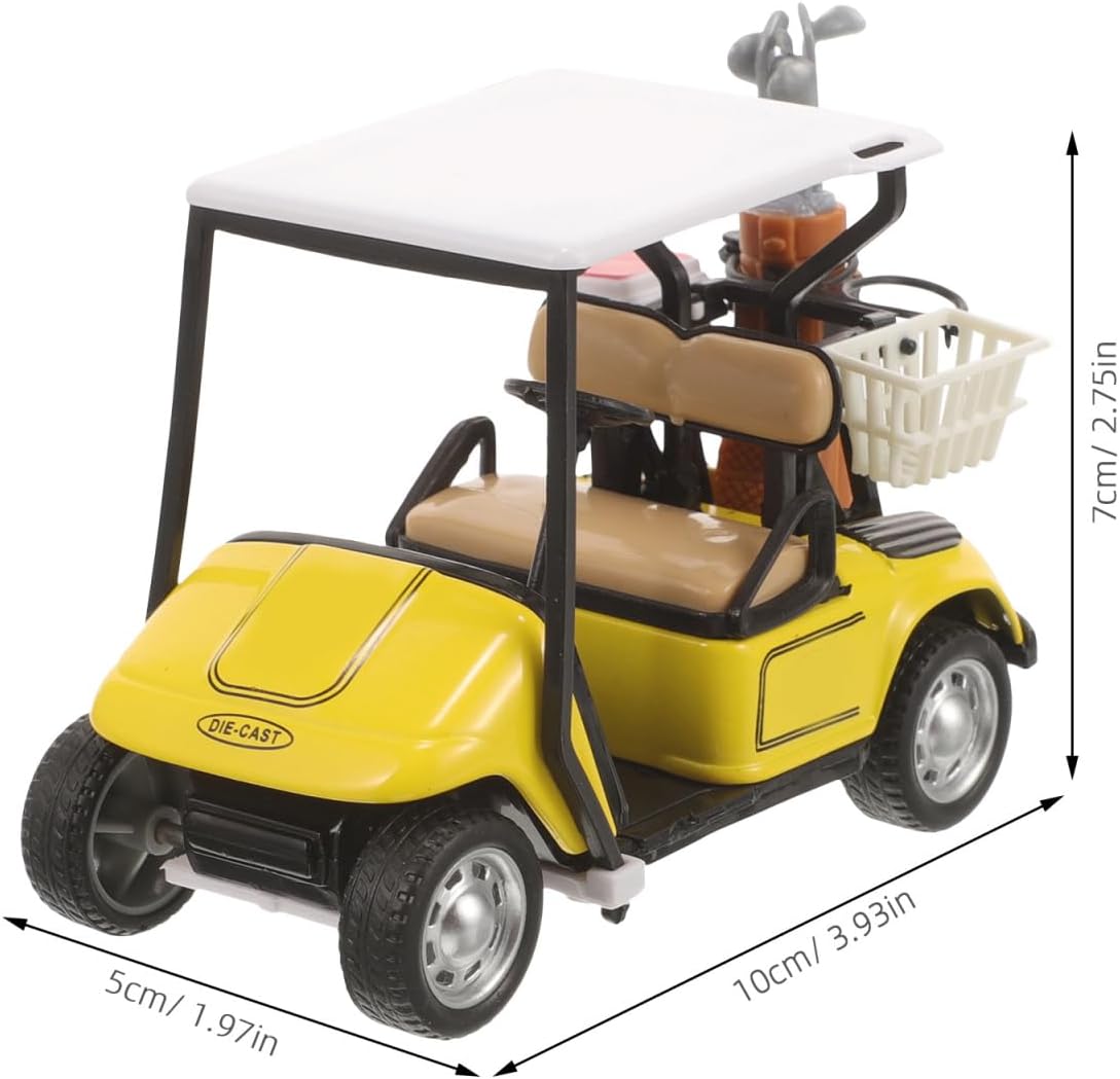 VICASKY Mini Golf Cart Model, Die Cast Metal Golf Carts Vehicle Pullback Action Collectible Decor for Golfcart Party Cake Toppers