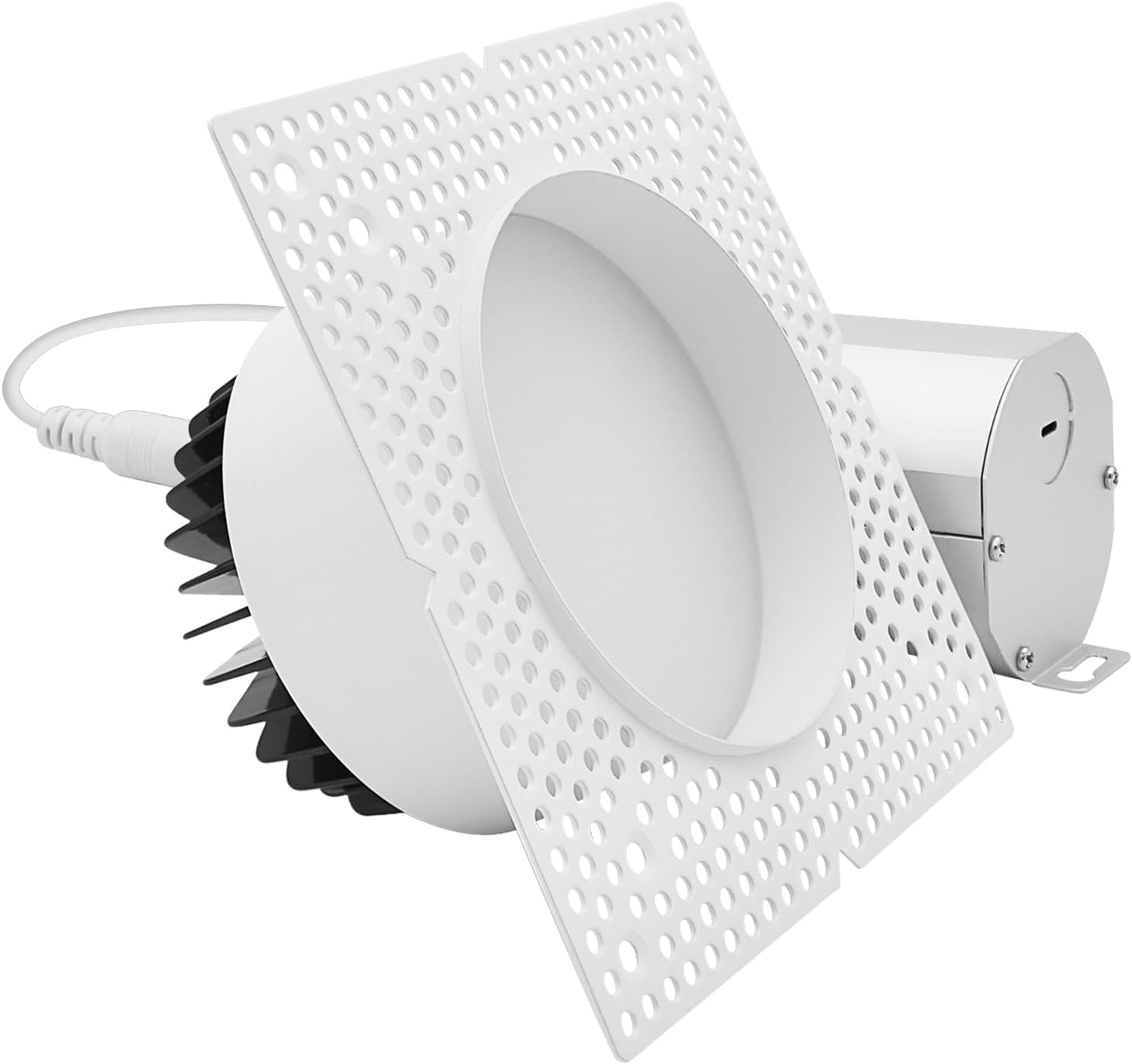 LUXRITE 4 Inch LED Regressed Trimless Spotlight, Push N’ Lock, 5 CCT Selectable (2700K-5000K), 25W, 1950 Lumens, CRI 90, Dual Dimming (0-10V/Triac), 120-277V, ETL Listed, Damp Rated, Round