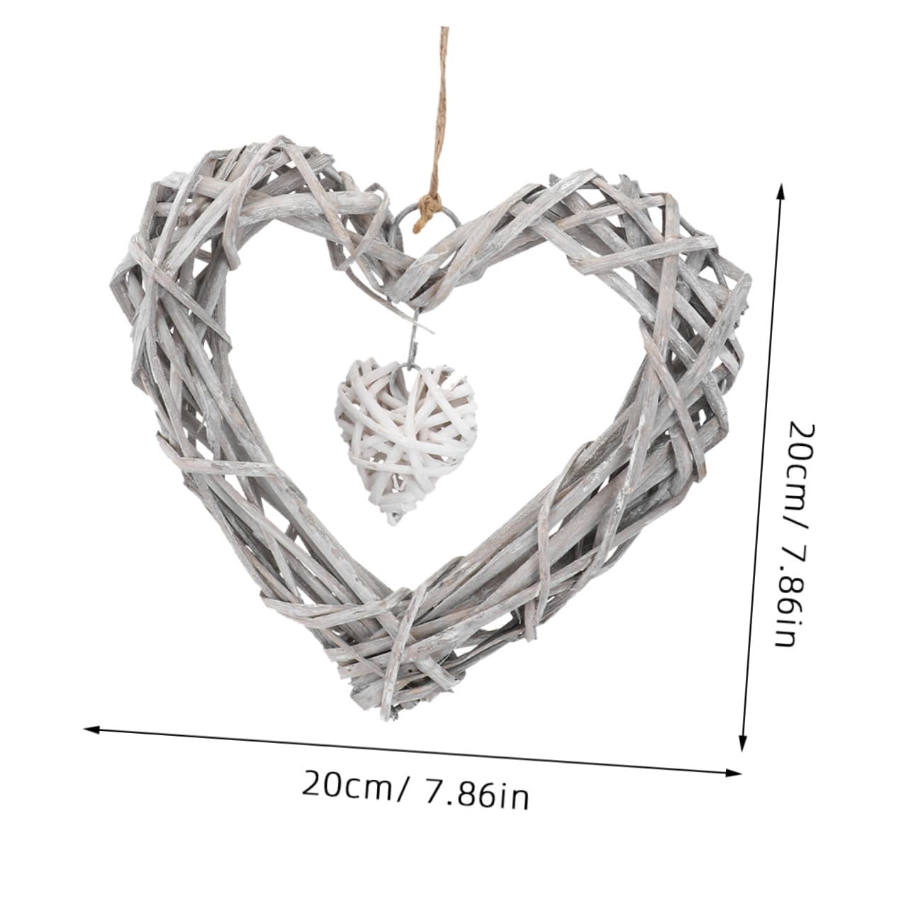 Alipis 4 Stücke Teiliges Herz Rattan Hängeornament mit Spitze Handgefertigter Wicker Wandkranz für Weihnachts Hochzeitsdeko Vielseitige Party Wohnraumgestaltung