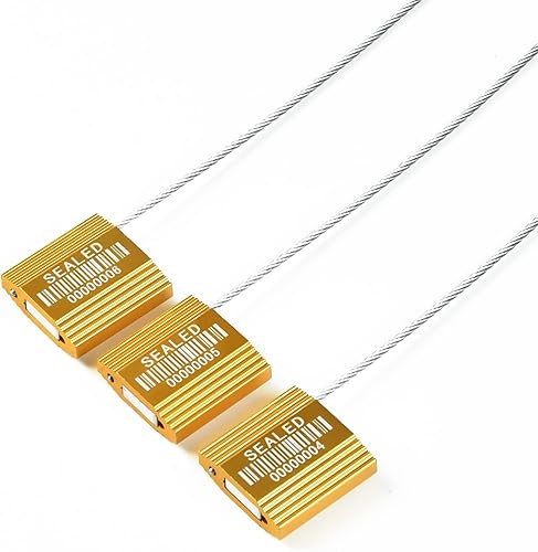 Miniatura 5 de 100 sellos de cable de acero amarillo con códigos de barras sellos de alta seguridad Sello de camión numerado Etiquetas de seguridad