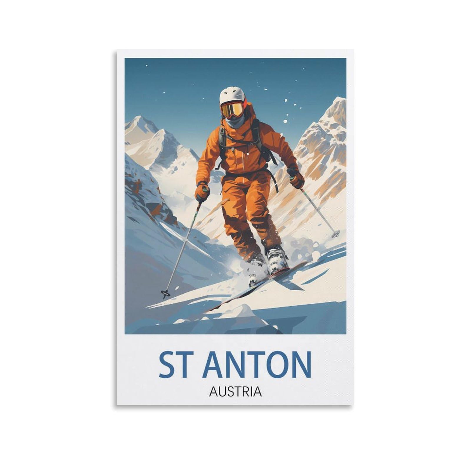 LHJOIUN St Anton Ski Austria Vintage Travel Poster Landscape 08x12inch(20x30cm) Art Canvas Print For Living Room Bedroom Home Decoration Modern Art