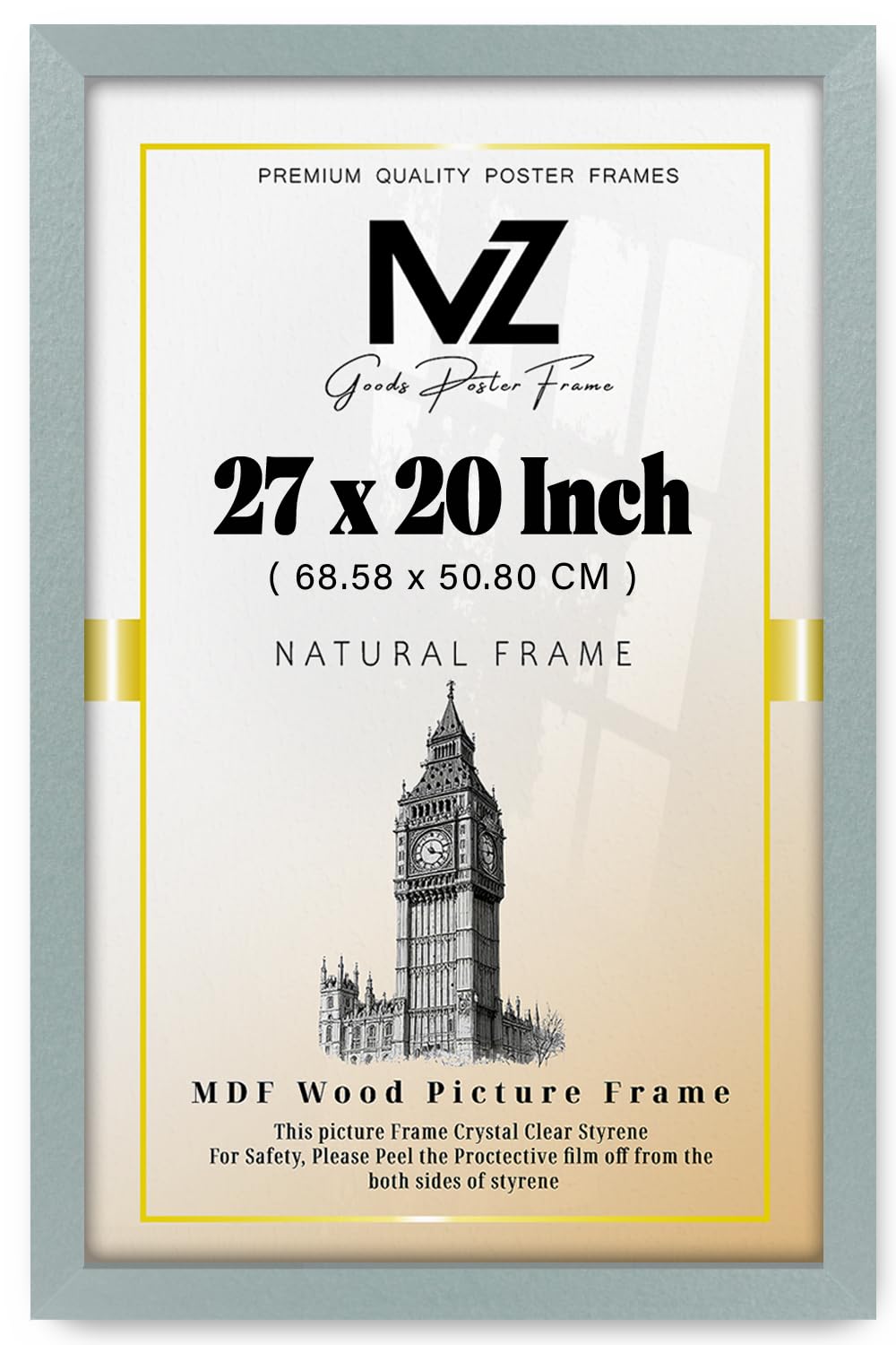 MZ GOODS | MDF Picture Frame (68.58 x 50.80 CM) 68.58 for Calligraphy Art, Diplomas & Portraits, Elegant MDF Build, Secure Hanging Hooks for Display [ Silver ]