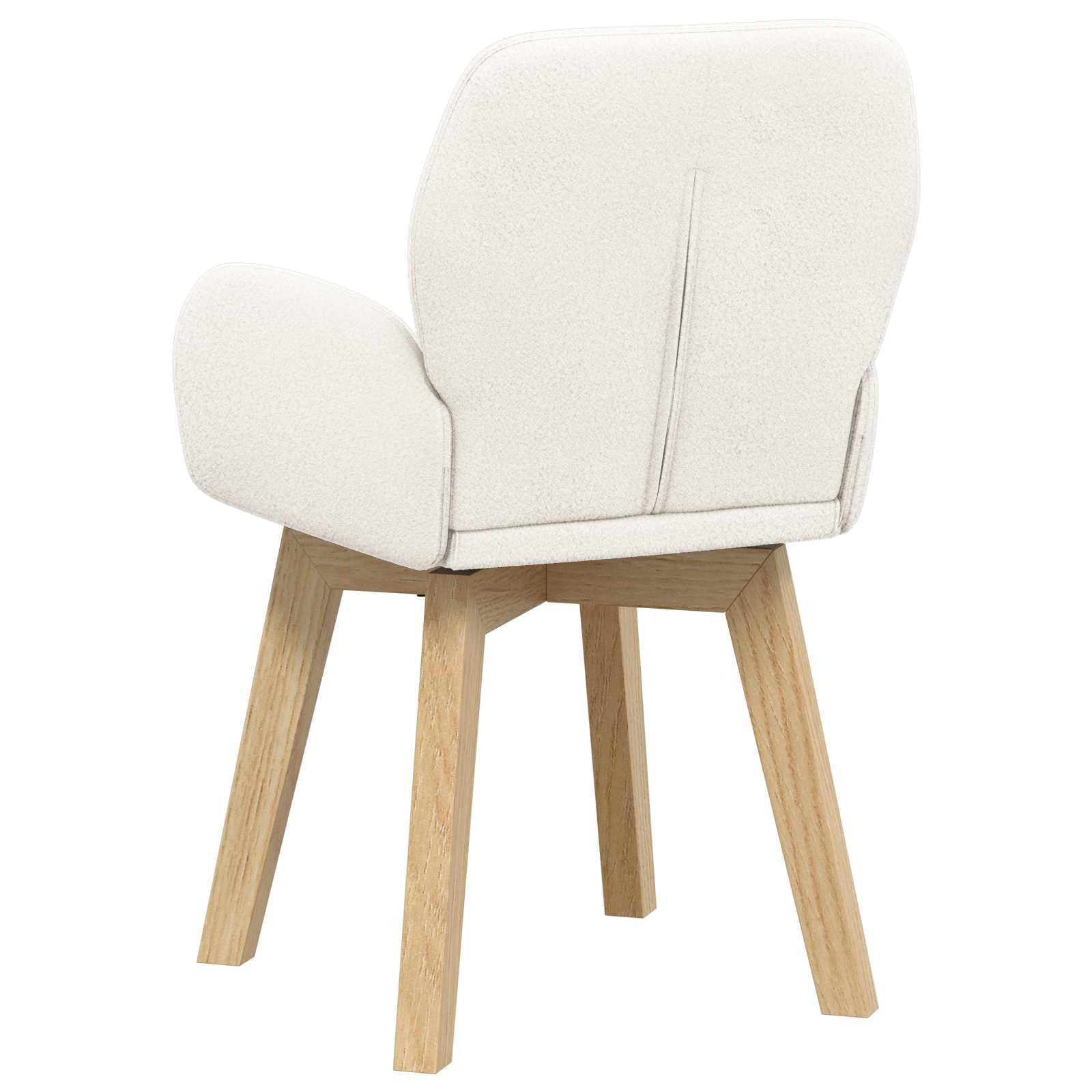 Krzesło do jadalni 2-częściowy zestaw z Bouclé kremowe z drewnianą i metalową ramą, ergonomicznie wyściełane meble do siedzenia, obrotowe, z podłokietnikami, nowoczesne wzornictwo, idealne do
