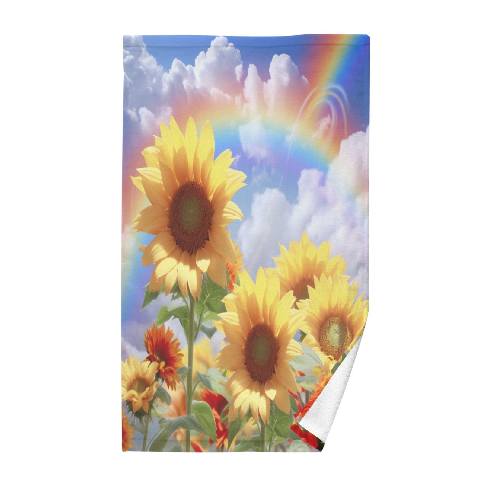 Vigetue Hand Towels Cotton Bathroom 16x28 Inch Hand Towels Super Soft Highly Absorbent Decorative Towel for Bathroom Yoga Gym Spa Kitchen Sunflower