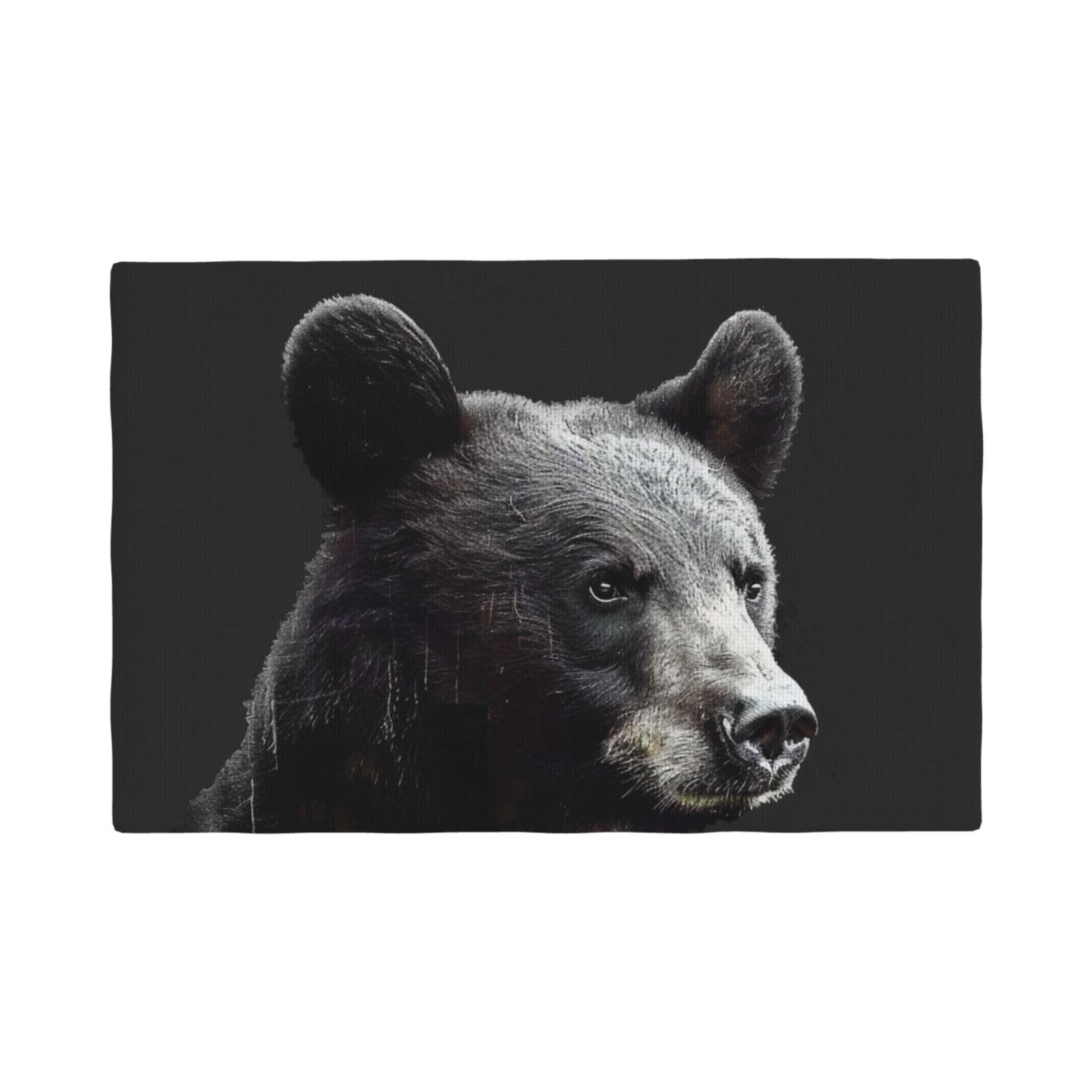 Bear Print Placemats Set, Heat Resistant Washable Placemat 12x18in Table Mats for Party Kitchen Dining Table Decoration Indoor Outdoor, Four Pieces
