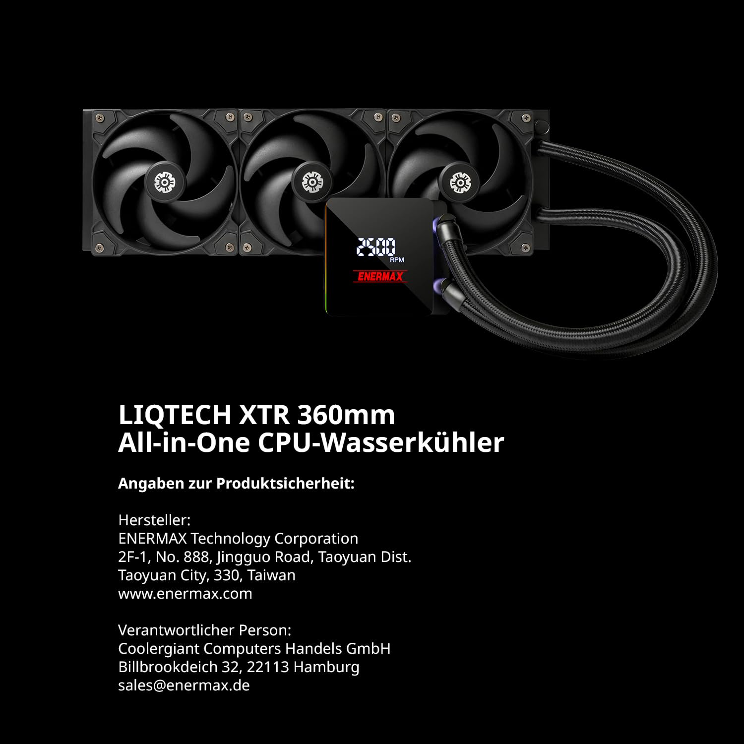 ENERMAX LIQTECH XTR|360 mm AIO CPU refrigeración por agua|TDP 550 W+|AMD Ryzen Treadripper sTR5/sTRX5/SP6|Intel Xeon LGA4677 |100% CPU cobertura|Pantalla digital|ELC-LTXTR360
