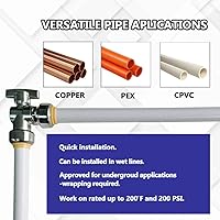 Vista 6 de HQMPC Válvula de parada angular, 1/2 pulgada Ptc x 1/2 pulgada sin compresión de plomo, válvula de agua de cierre de ángulo con clip de desconexión