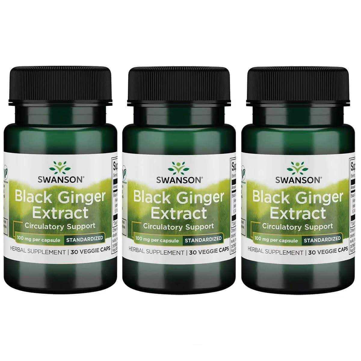 Swanson Black Ginger Extract 100mg, 30 Veggie Capsules, 3 Pack 30 Count (Pack of 3)