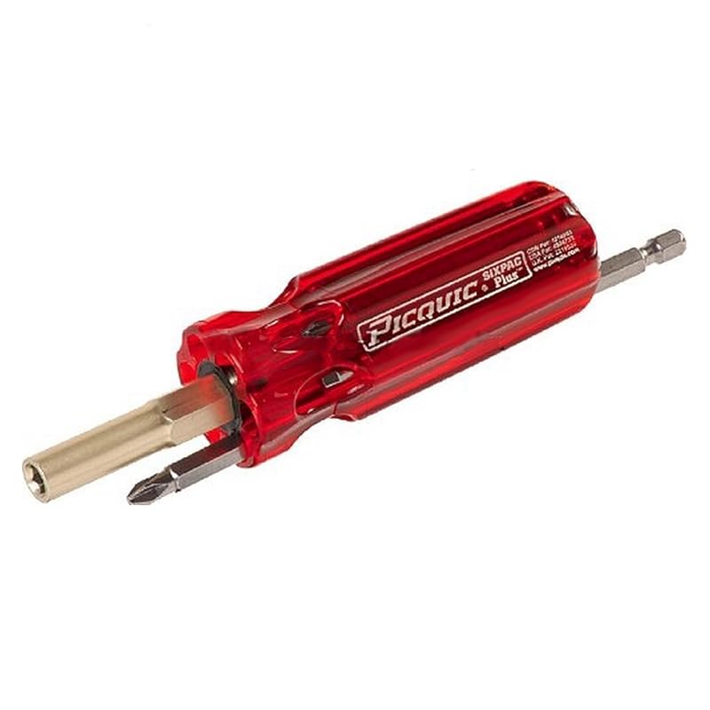 Chave de Fenda Multibits Picquic SIXPAC Plus com 7 Peças, Haste de 15,2 cm, Encaixe de 6,35 mm (1/4 pol.)