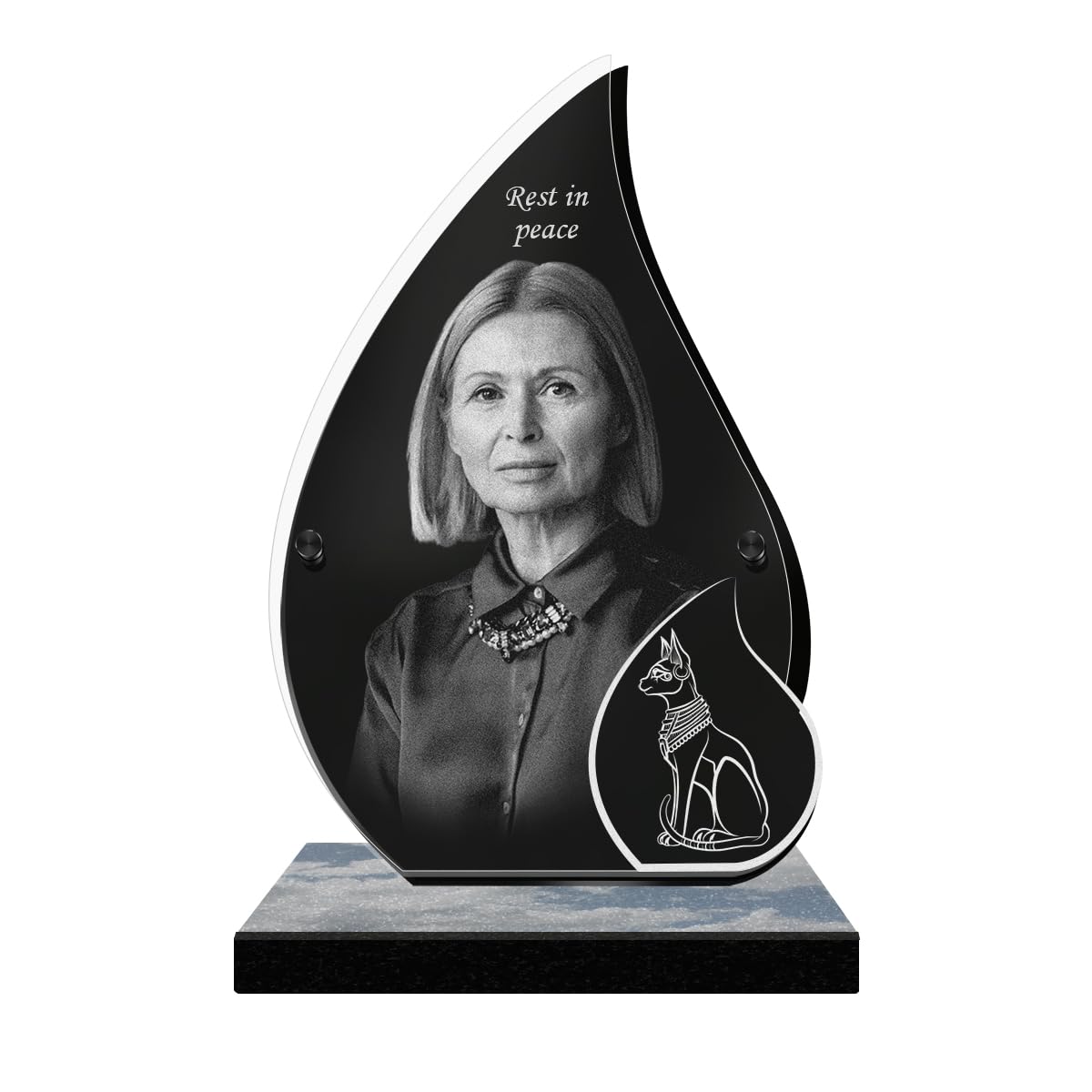 ETERNEL - Personalized Memorial Plaque Lueur Bastet Customizable Photo and Text, laser-engraved memorial plaque for tribute, cemetery plaque, mortuary, funeral, obsequies