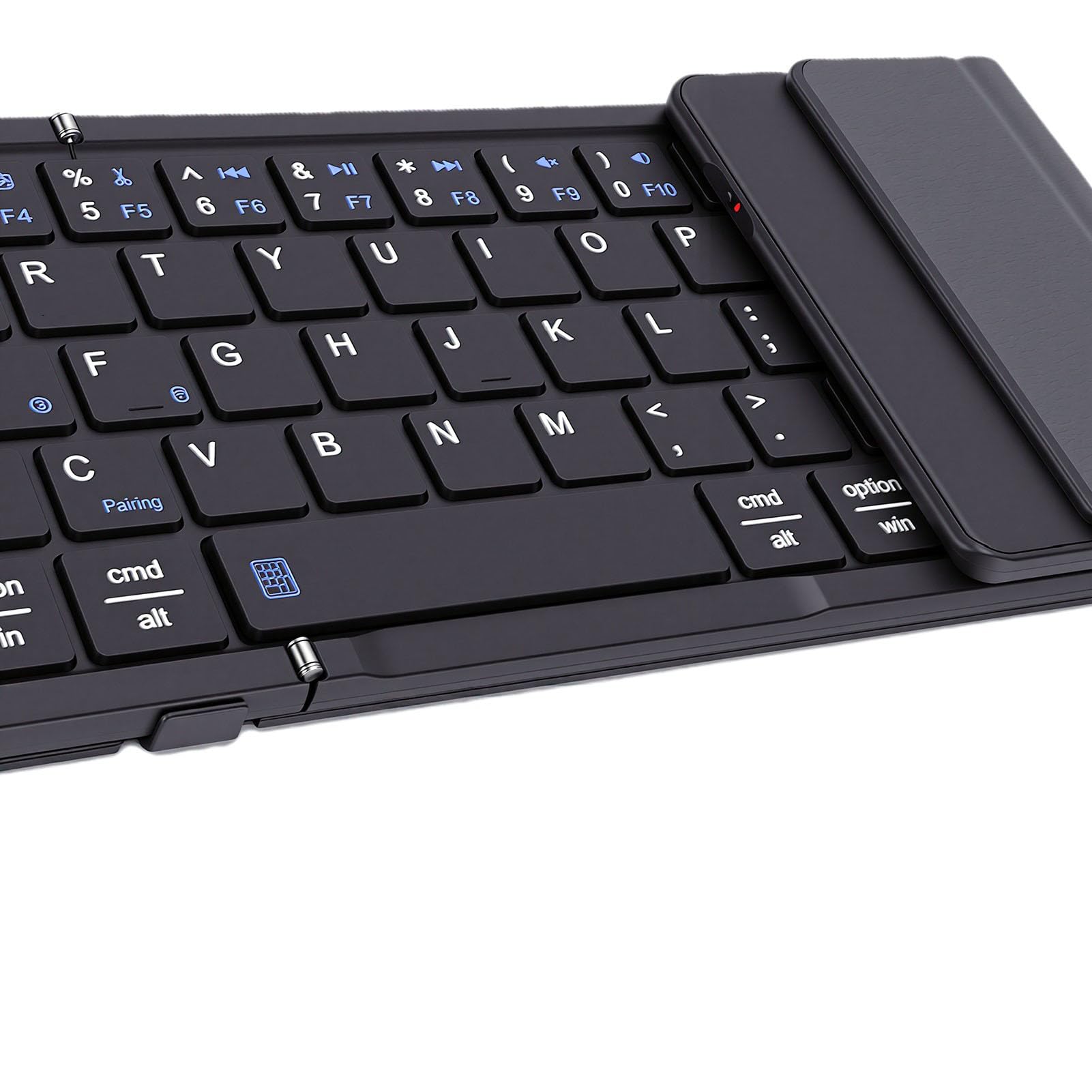 Combinazione Tastiera e Mouse Portatile Pieghevole (BLACK) | Combo Tastiera Bluetooth Pieghevole, Mouse Sottile, Custodia Rigida e Supporto per Telefono, Bluetooth per 3 Dispositivi