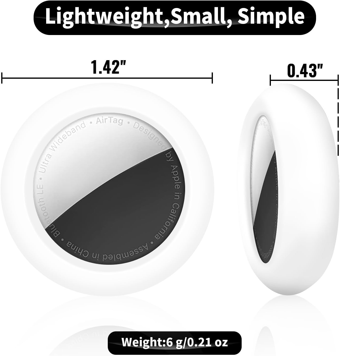 TEAMOLA Silicone Case Compatible with Airtag Holder with Super Sticky Adhesive Mount – Reusable Airtag Cover Sticker for Phone, Wallet, Remote Control, Keys, Luggage (4-Pack, White)