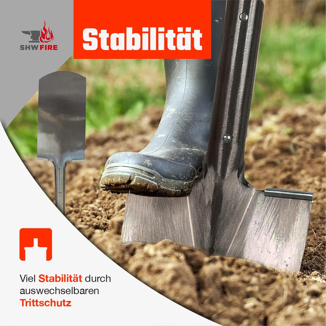 SHW-FIRE | Vanga per vivaio - 85 cm con manico T in hickory, robusta, per terreni duri e rocciosi, perfetta per lavori di giardinaggio e radicazione, durevole e di alta qualità | Prodotto in Germania