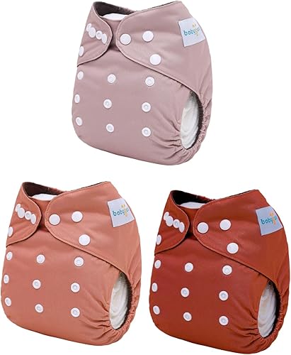 Miniatura 2 de babygoal Pañales de tela de carbón reutilizables con refuerzos dobles, paquete de 3 pañales lavables de bolsillo para bebé con 3 insertos de carbón