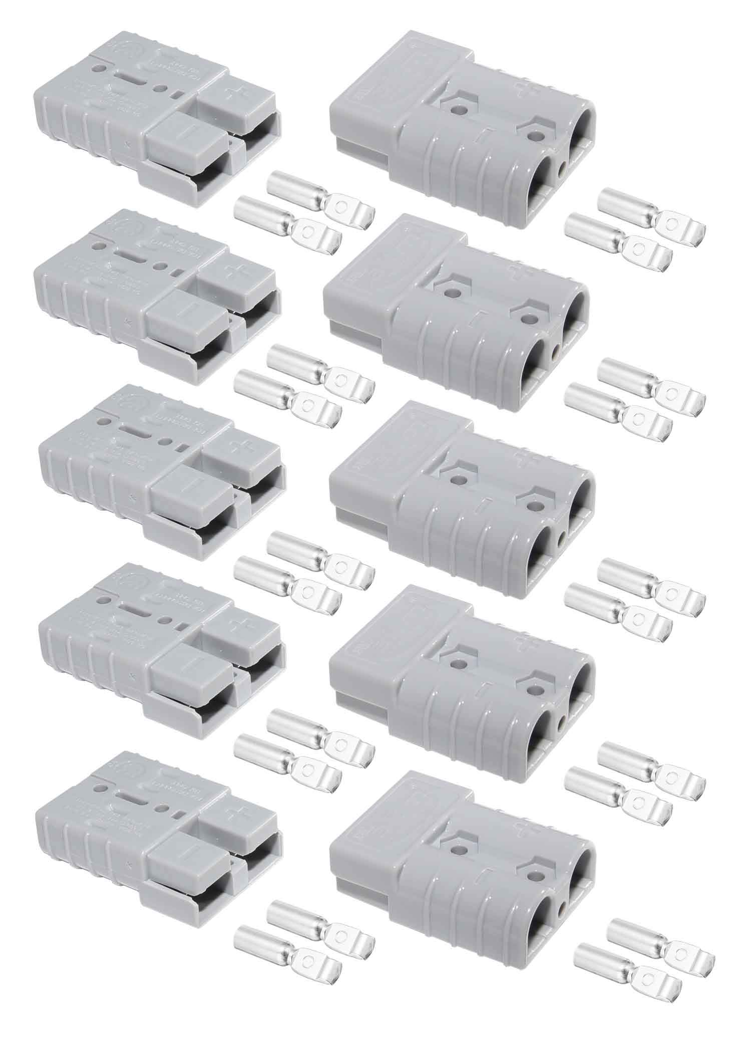 efuturetime 10 Pezzi. Connettore Anderson 50A 600V, Connettore Batteria a Disconnessione Rapida, Connettore ad Alta Corrente per Auto, Roulotte, Barche, Sistemi Solari, Rosso