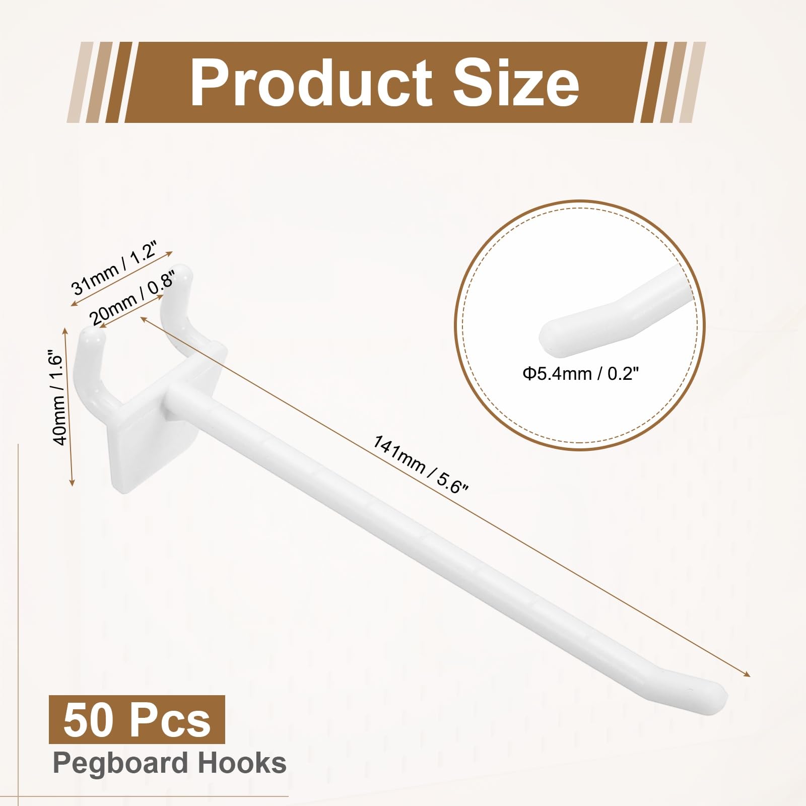 QUARKZMAN 50 Pc Ganci Per Pannello Forato 5 Pollici Accessori Organizzatore Pannello Forato In Plastica Resistente Per Garage Organizzazione Artigianale Parete Negozio Griglia Gioielli