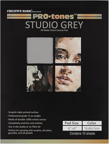 Paramount Pro-Tones - Almohadillas de lona de tono multimedia, almohadillas de lona de triple imprimación para acrílico, aceite, gouache y más. -