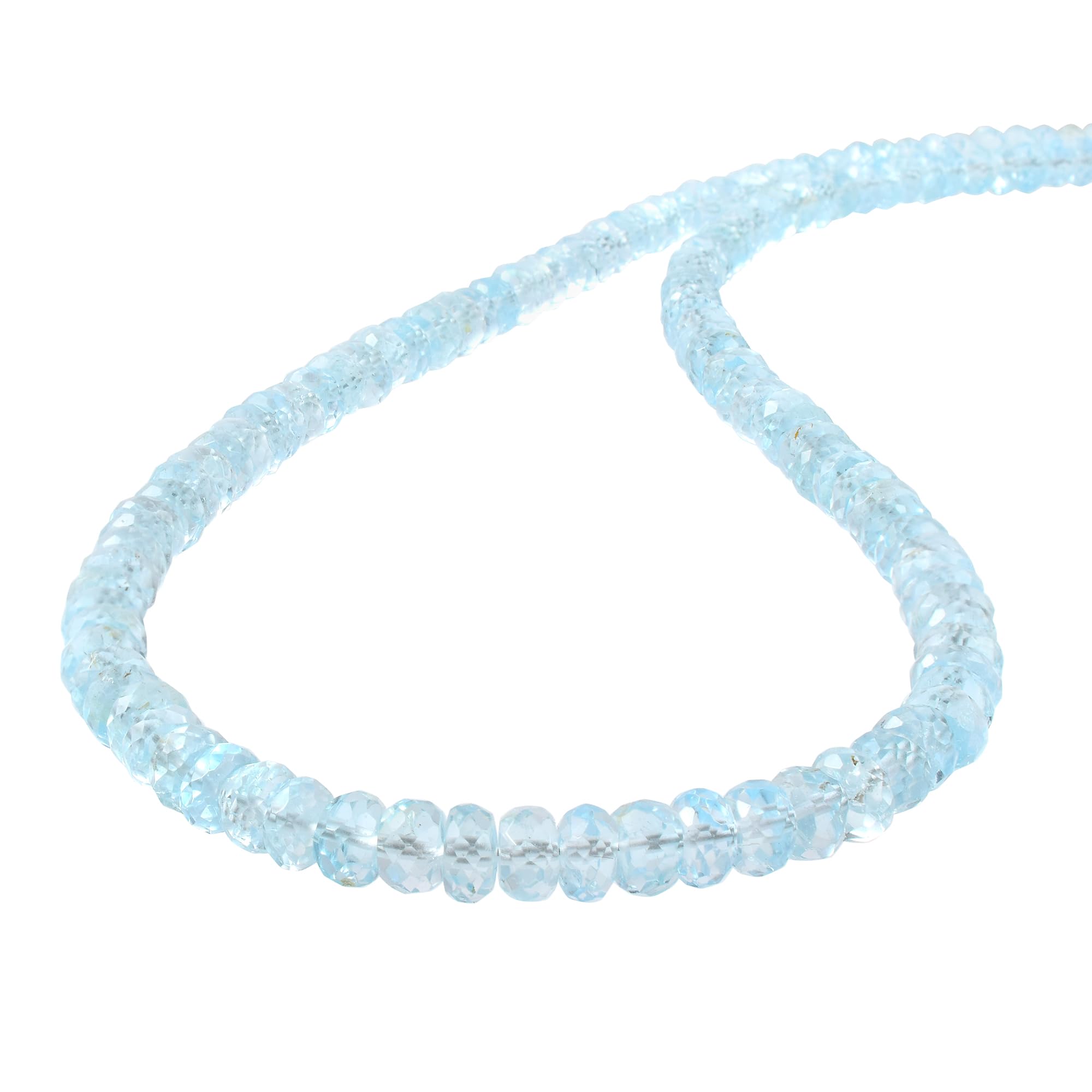 Collar de cuentas de topacio azul cielo natural de 4 a 5 mm, plata de ley 925 facetada hecha a mano, joyería de piedras preciosas de cristal, regalo para mujeres, Gema Plata esterlina,