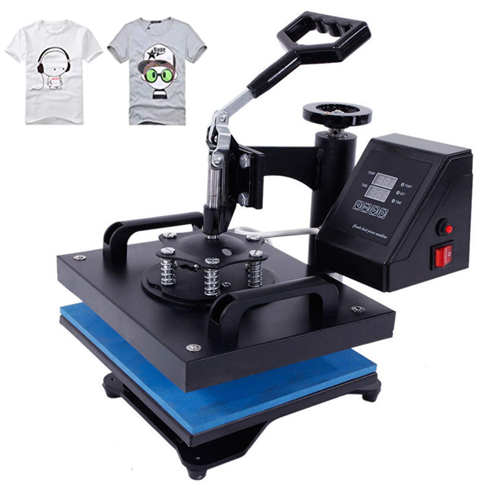 TFCFL Prensa de transferencia de 220 V, 23 x 30 cm, máquina de transferencia de calor, cabezal de agitación de alta presión, 900 W, prensa de transferencia digital LCD de 9 x 12