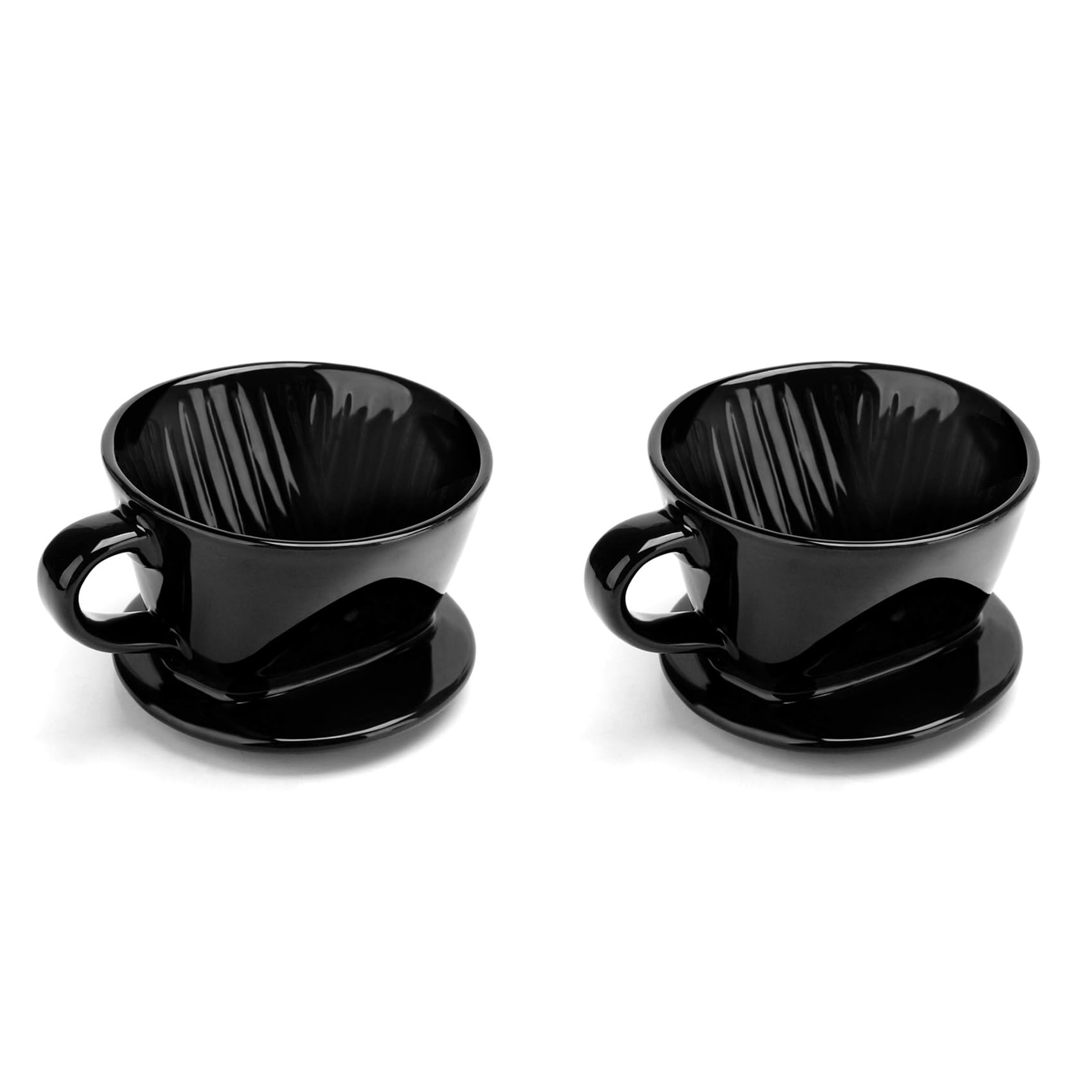 Hndhbfgrt 2X Coffee Filter Cup, Single Cup Black Ceramic Coffee Dripper, Reusable Filter Drip Holder S